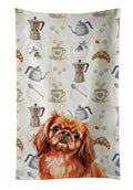 Red Pekingese Coffee Bar Kitchen Towel Velour Plush Front and Cotton Loop Back Machine Washable