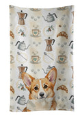Corgi Coffee Bar Kitchen Towel Velour Plush Front and Cotton Loop Back Machine Washable