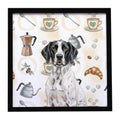 Black and White Pointer Coffee Bar Framed Metal Print Bathroom, Kitchen, Office, Home Decor Wall Art Ready to Hang, Square, 8X8