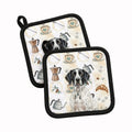 Black and White Pointer Coffee Bar Pot Holder Set of 2 Heat Resistant Quilted Hot Pads 7.5 x 7.5 Inch, Insulated Kitchen Trivets for Cooking & Baking