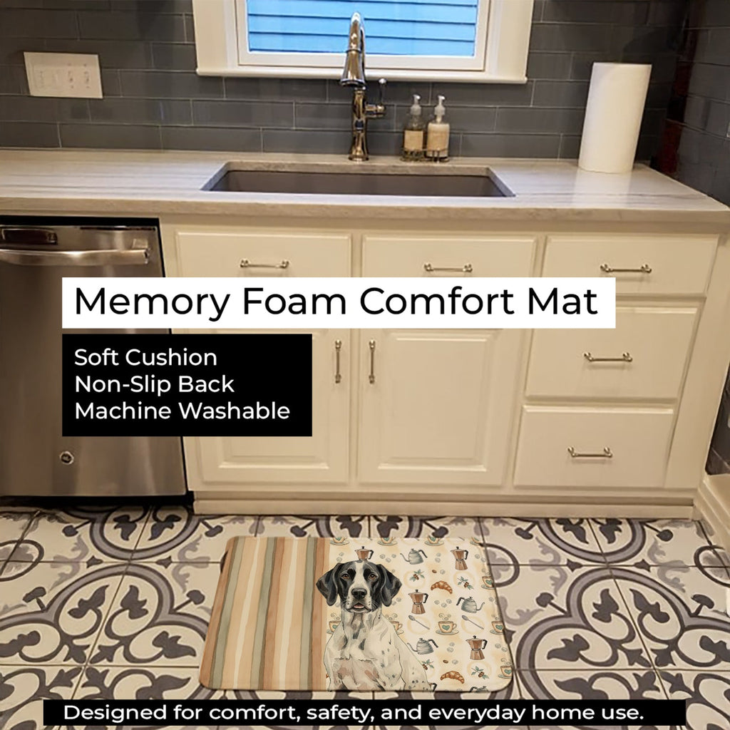Black and White Pointer Coffee Bar Memory Foam Kitchen Mat Machine Washable Anti-Fatigue Cushion Comfort Bath or Kitchen Rug