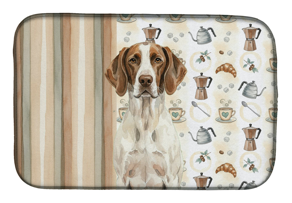 Liver and White Pointer Coffee Bar Dish Drying Mat Absorbent Dish Drying Mat Pad for Kitchen Counter Dish Drainer Mat for Countertop, 14 x 21", Multicolor