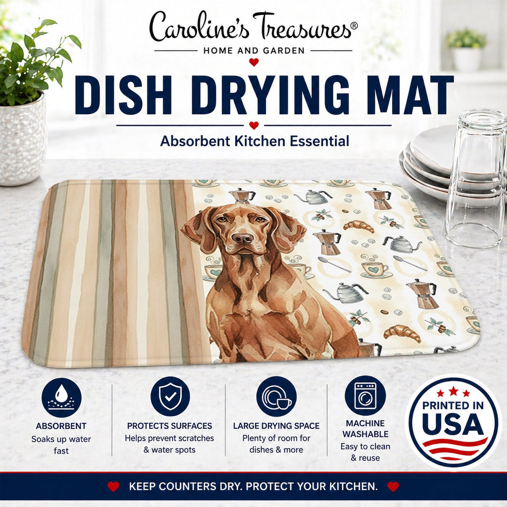 Liver Pointer Coffee Bar Dish Drying Mat Absorbent Dish Drying Mat Pad for Kitchen Counter Dish Drainer Mat for Countertop, 14 x 21", Multicolor