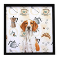 Orange and White Pointer Coffee Bar Framed Metal Print Bathroom, Kitchen, Office, Home Decor Wall Art Ready to Hang, Square, 8X8