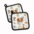 Orange and White Pointer Coffee Bar Pot Holder Set of 2 Heat Resistant Quilted Hot Pads 7.5 x 7.5 Inch, Insulated Kitchen Trivets for Cooking & Baking