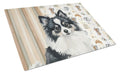 Black and White Pomeranian Coffee Bar Cutting Board Tempered Glass Kitchen Cutting Surface, Heat Resistant Chopping, Non-Slip Feet, Food Prep & Serving