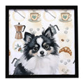 Black and White Pomeranian Coffee Bar Framed Metal Print Bathroom, Kitchen, Office, Home Decor Wall Art Ready to Hang, Square, 8X8