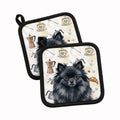 Black Pomeranian Coffee Bar Pot Holder Set of 2 Heat Resistant Quilted Hot Pads 7.5 x 7.5 Inch, Insulated Kitchen Trivets for Cooking & Baking