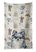 Blue Merle Pomeranian Coffee Bar Kitchen Towel Velour Plush Front and Cotton Loop Back Machine Washable