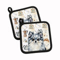 Blue Merle Pomeranian Coffee Bar Pot Holder Set of 2 Heat Resistant Quilted Hot Pads 7.5 x 7.5 Inch, Insulated Kitchen Trivets for Cooking & Baking