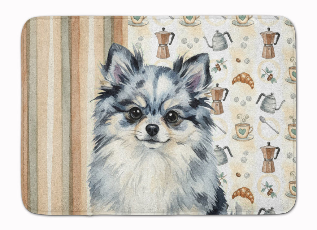 Blue Merle Pomeranian Coffee Bar Memory Foam Kitchen Mat Machine Washable Anti-Fatigue Cushion Comfort Bath or Kitchen Rug