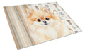 Pomeranian Coffee Bar Cutting Board Tempered Glass Kitchen Cutting Surface, Heat Resistant Chopping, Non-Slip Feet, Food Prep & Serving