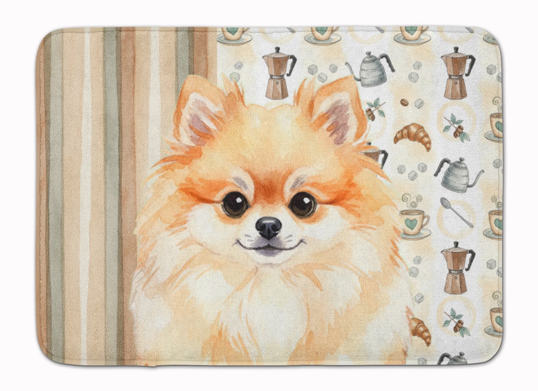 Pomeranian Coffee Bar Memory Foam Kitchen Mat Machine Washable Anti-Fatigue Cushion Comfort Bath or Kitchen Rug