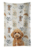Miniature Apricot Poodle Coffee Bar Kitchen Towel Velour Plush Front and Cotton Loop Back Machine Washable
