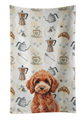 Miniature Red Poodle Coffee Bar Kitchen Towel Velour Plush Front and Cotton Loop Back Machine Washable
