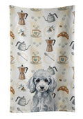 Miniature Silver Poodle Coffee Bar Kitchen Towel Velour Plush Front and Cotton Loop Back Machine Washable