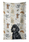 Standard Black Poodle Coffee Bar Kitchen Towel Velour Plush Front and Cotton Loop Back Machine Washable