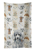 Standard Silver Poodle Coffee Bar Kitchen Towel Velour Plush Front and Cotton Loop Back Machine Washable