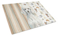 Standard White Poodle Coffee Bar Cutting Board Tempered Glass Kitchen Cutting Surface, Heat Resistant Chopping, Non-Slip Feet, Food Prep & Serving
