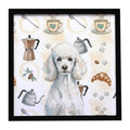 Standard White Poodle Coffee Bar Framed Metal Print Bathroom, Kitchen, Office, Home Decor Wall Art Ready to Hang, Square, 8X8