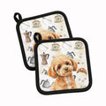 Toy Apricot Poodle Coffee Bar Pot Holder Set of 2 Heat Resistant Quilted Hot Pads 7.5 x 7.5 Inch, Insulated Kitchen Trivets for Cooking & Baking