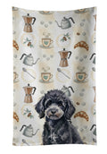 Toy Black Poodle Coffee Bar Kitchen Towel Velour Plush Front and Cotton Loop Back Machine Washable
