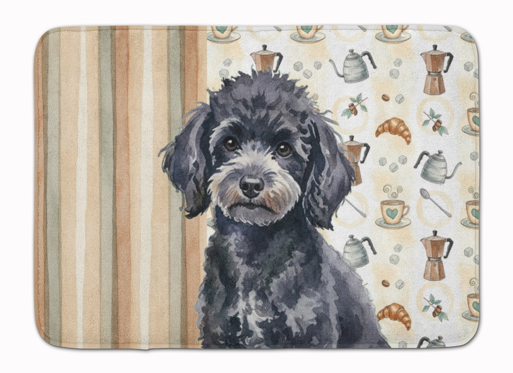 Toy Black Poodle Coffee Bar Memory Foam Kitchen Mat Machine Washable Anti-Fatigue Cushion Comfort Bath or Kitchen Rug