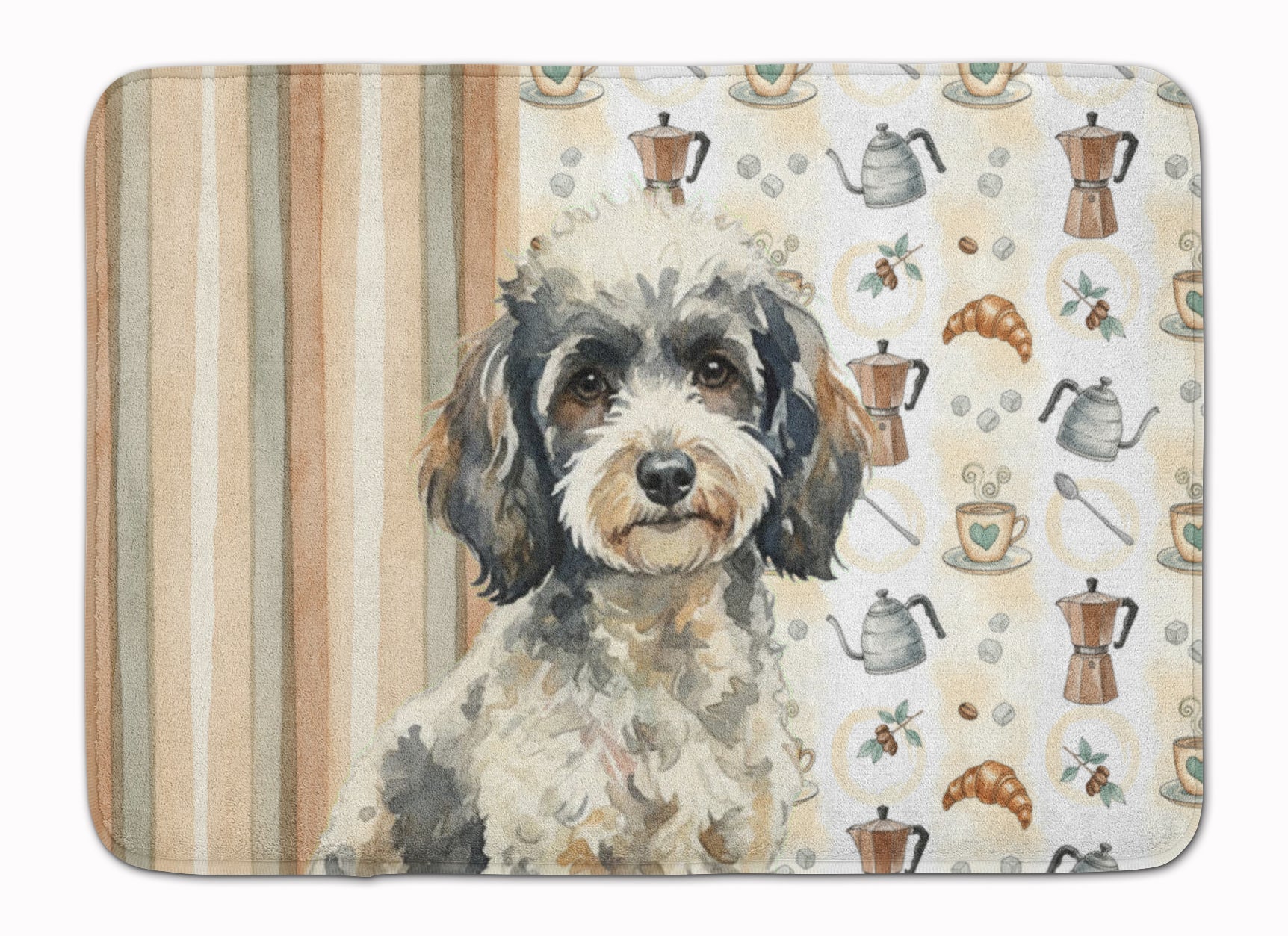Toy Parti Poodle Coffee Bar Memory Foam Kitchen Mat Machine Washable Anti-Fatigue Cushion Comfort Bath or Kitchen Rug