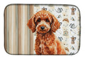 Toy Red Poodle Coffee Bar Dish Drying Mat Absorbent Dish Drying Mat Pad for Kitchen Counter Dish Drainer Mat for Countertop, 14 x 21", Multicolor