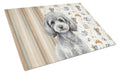 Toy Silver Poodle Coffee Bar Cutting Board Tempered Glass Kitchen Cutting Surface, Heat Resistant Chopping, Non-Slip Feet, Food Prep & Serving
