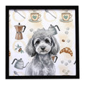 Toy Silver Poodle Coffee Bar Framed Metal Print Bathroom, Kitchen, Office, Home Decor Wall Art Ready to Hang, Square, 8X8