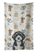 Portuguese Water Dog Coffee Bar Kitchen Towel Velour Plush Front and Cotton Loop Back Machine Washable