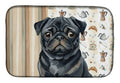 Black Pug Coffee Bar Dish Drying Mat Absorbent Dish Drying Mat Pad for Kitchen Counter Dish Drainer Mat for Countertop, 14 x 21", Multicolor