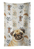 Fawn Pug Coffee Bar Kitchen Towel Velour Plush Front and Cotton Loop Back Machine Washable