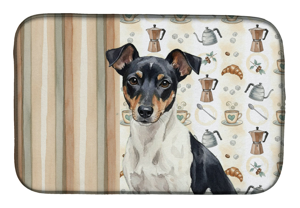 Black and White Rat Terrier Coffee Bar Dish Drying Mat Absorbent Dish Drying Mat Pad for Kitchen Counter Dish Drainer Mat for Countertop, 14 x 21", Multicolor