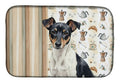 Black and White Rat Terrier Coffee Bar Dish Drying Mat Absorbent Dish Drying Mat Pad for Kitchen Counter Dish Drainer Mat for Countertop, 14 x 21", Multicolor
