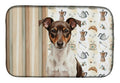 Chocolate and White Rat Terrier Coffee Bar Dish Drying Mat Absorbent Dish Drying Mat Pad for Kitchen Counter Dish Drainer Mat for Countertop, 14 x 21", Multicolor