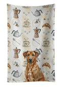 Rhodesian Ridgeback Coffee Bar Kitchen Towel Velour Plush Front and Cotton Loop Back Machine Washable