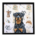 Rottweiler Coffee Bar Framed Metal Print Bathroom, Kitchen, Office, Home Decor Wall Art Ready to Hang, Square, 8X8
