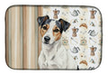 White with Black Markings Russell Terrier Coffee Bar Dish Drying Mat Absorbent Dish Drying Mat Pad for Kitchen Counter Dish Drainer Mat for Countertop, 14 x 21", Multicolor