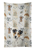 White with Black Markings Russell Terrier Coffee Bar Kitchen Towel Velour Plush Front and Cotton Loop Back Machine Washable