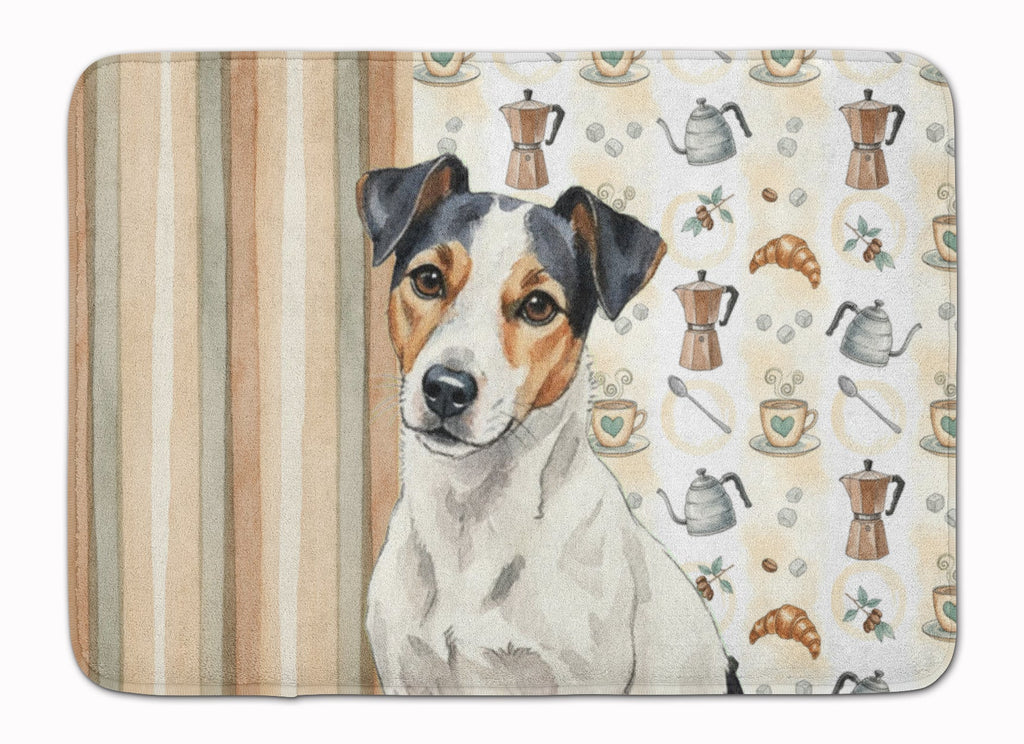 White with Black Markings Russell Terrier Coffee Bar Memory Foam Kitchen Mat Machine Washable Anti-Fatigue Cushion Comfort Bath or Kitchen Rug