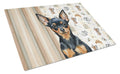 Black and Tan Russian Toy Coffee Bar Cutting Board Tempered Glass Kitchen Cutting Surface, Heat Resistant Chopping, Non-Slip Feet, Food Prep & Serving
