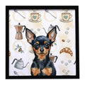 Black and Tan Russian Toy Coffee Bar Framed Metal Print Bathroom, Kitchen, Office, Home Decor Wall Art Ready to Hang, Square, 8X8