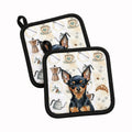 Black and Tan Russian Toy Coffee Bar Pot Holder Set of 2 Heat Resistant Quilted Hot Pads 7.5 x 7.5 Inch, Insulated Kitchen Trivets for Cooking & Baking