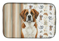 Brown and White Saint Bernard Coffee Bar Dish Drying Mat Absorbent Dish Drying Mat Pad for Kitchen Counter Dish Drainer Mat for Countertop, 14 x 21", Multicolor