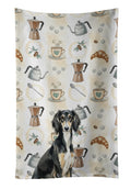 Black and Tan Saluki Coffee Bar Kitchen Towel Velour Plush Front and Cotton Loop Back Machine Washable