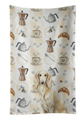 Cream Saluki Coffee Bar Kitchen Towel Velour Plush Front and Cotton Loop Back Machine Washable