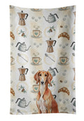 Red Saluki Coffee Bar Kitchen Towel Velour Plush Front and Cotton Loop Back Machine Washable