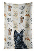 Schipperke Coffee Bar Kitchen Towel Velour Plush Front and Cotton Loop Back Machine Washable